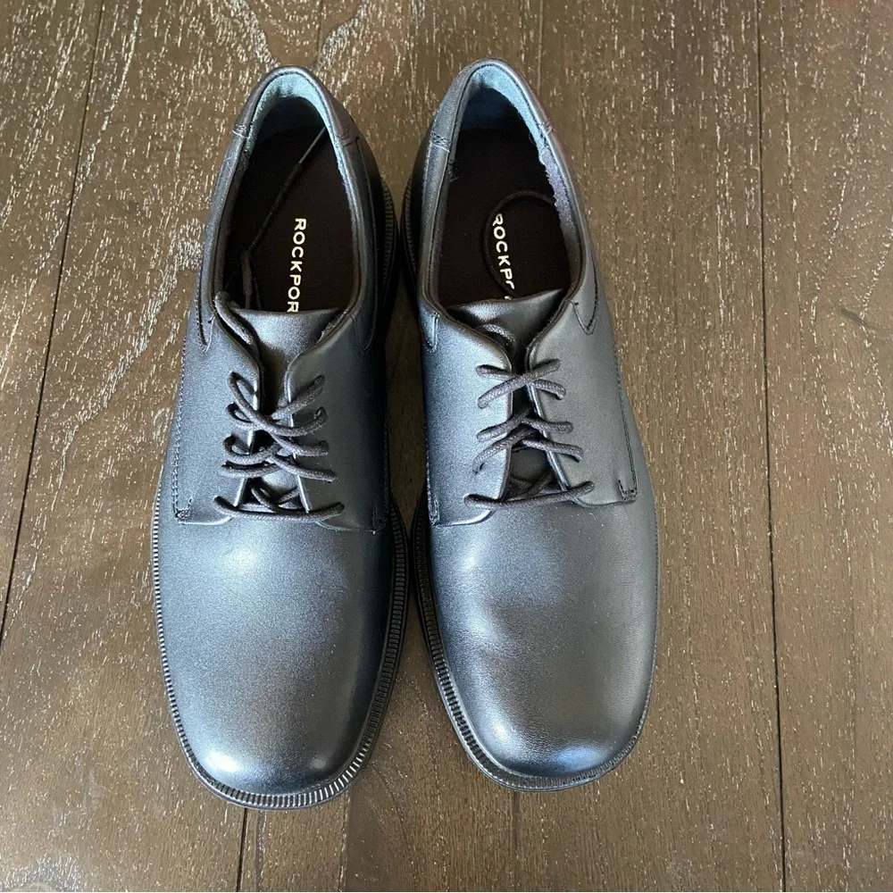 Rockport Men's Margin‎ Oxford Black Leather Office Work Size 6.5 NWOT Academia